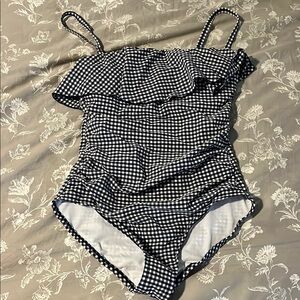 Navy and White Gingham Swimsuit